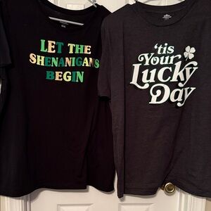 NWOT BUNDLE OF TWO UNISEX ST PATRICKS DAY  Black Graphic T-Shirts